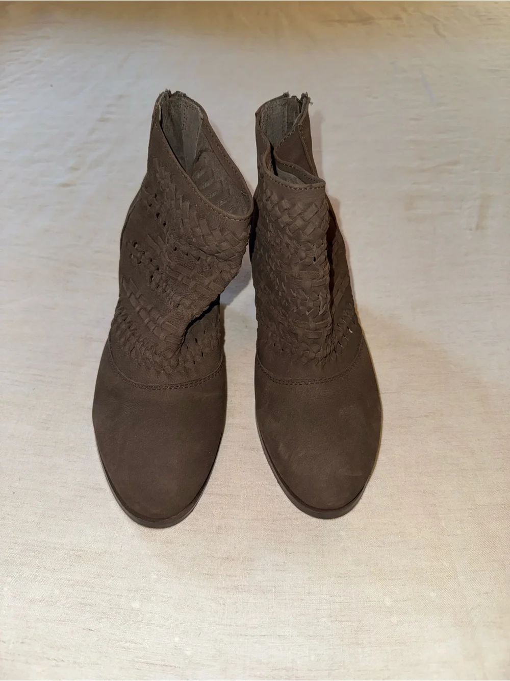 Diba Woven Accent Brown Ankle suede Boots for Women